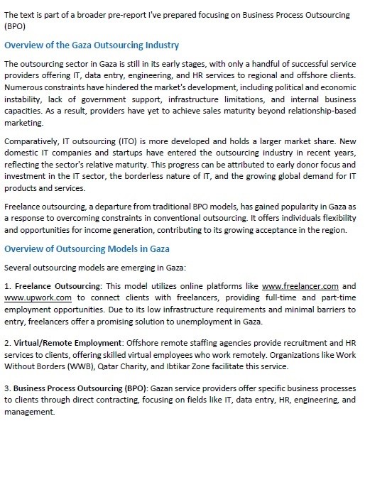 Development of Business Process Outsourcing Report