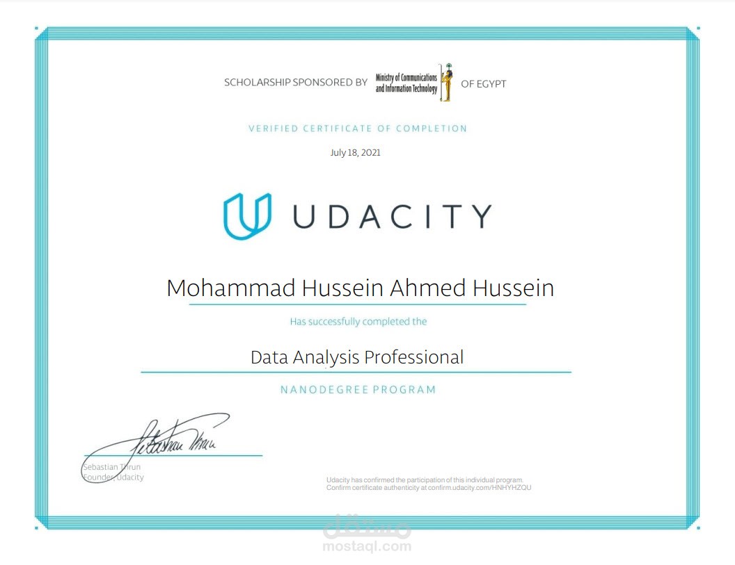 UDACITY DATA ANALYSIS  PROFESSIONAL TRACK CERTIFICATE