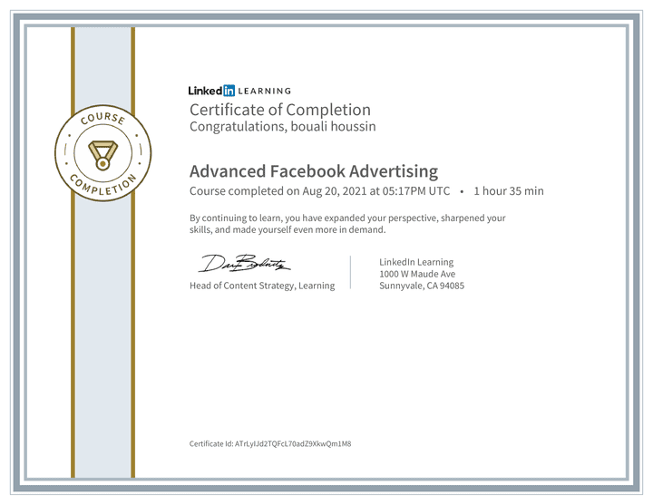 شهادة Advanced Facebook Advertising