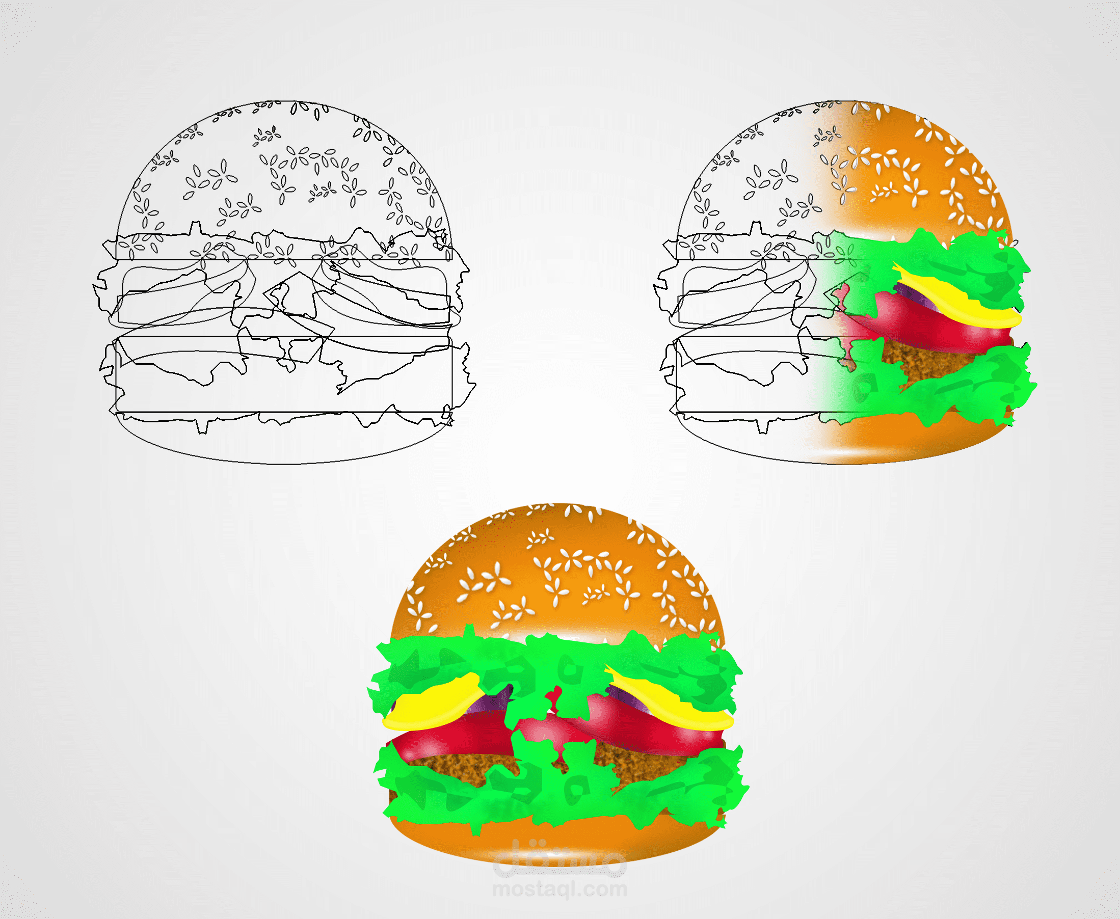 فيديو-تصميمي لقطعة برجر من الصفر