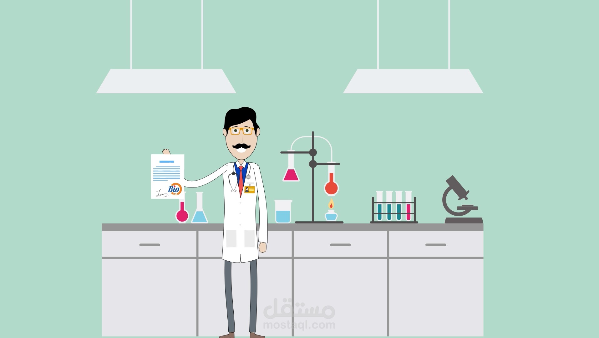 تصميم رسوم متحركة لمعامل bio lab (موشن جرافيك)