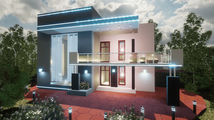 House & Garden 3D Render  - منزل ثلاثي الأبعاد من الخارج