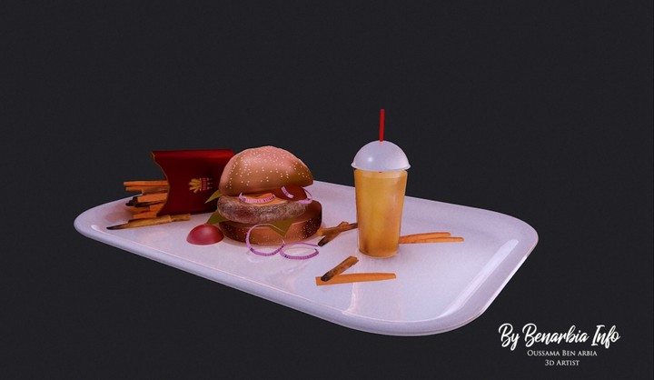 Burger 3D Marmoset Render