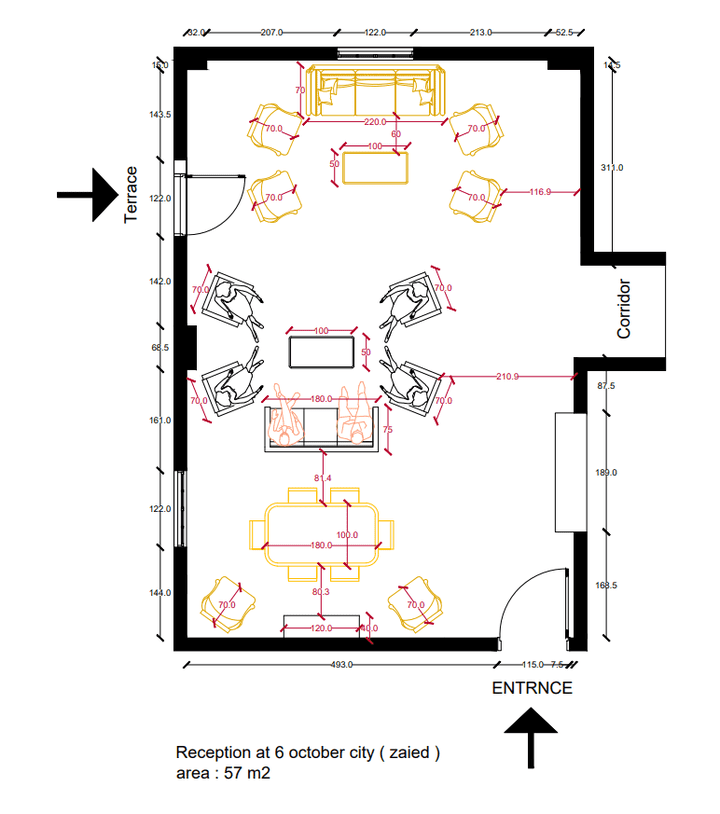 2d plan for reception area