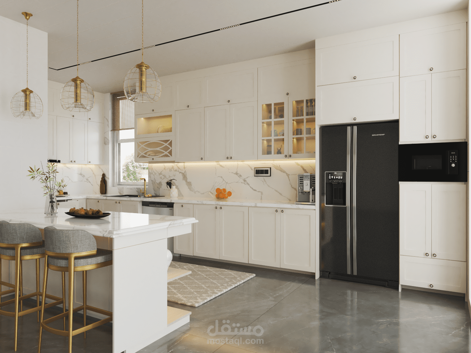 تصميم داخلي مطبخ عصري واقعي نموذج ثلاثي الأبعاد لسكيتش أب