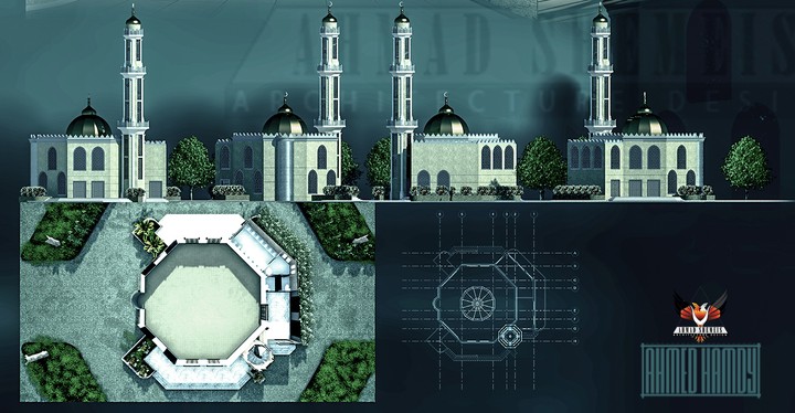 تصميم معماري لمسجد مع فيديو للتصميم
