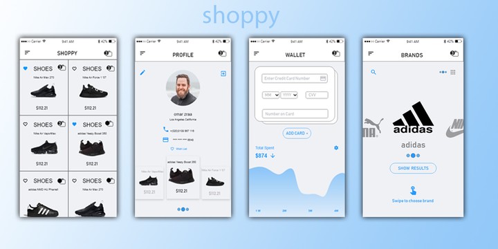 ux/ui لتطبيق shoppy الخاص بالأحذية