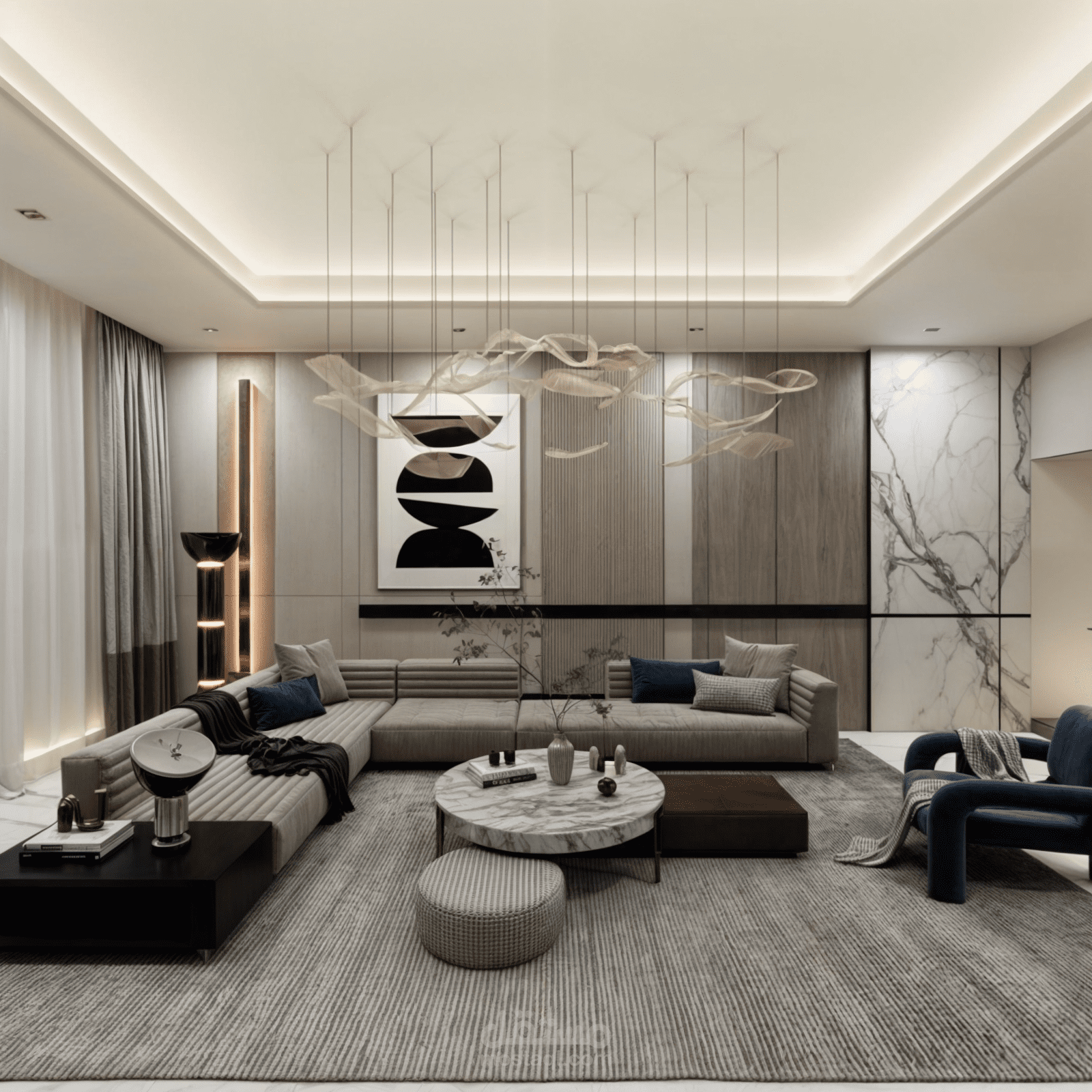 تصميم داخلي لمنزل ثلاثي الأبعاد واقعي (3D Render) بجودة عالية