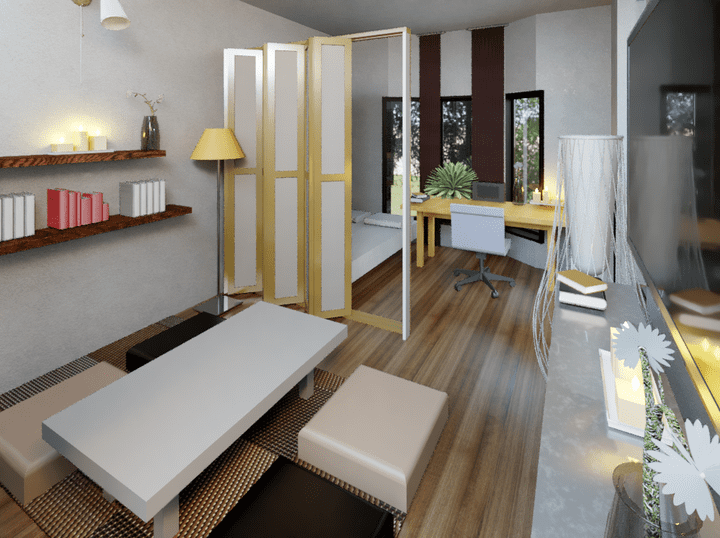 Japanese style studio rendering