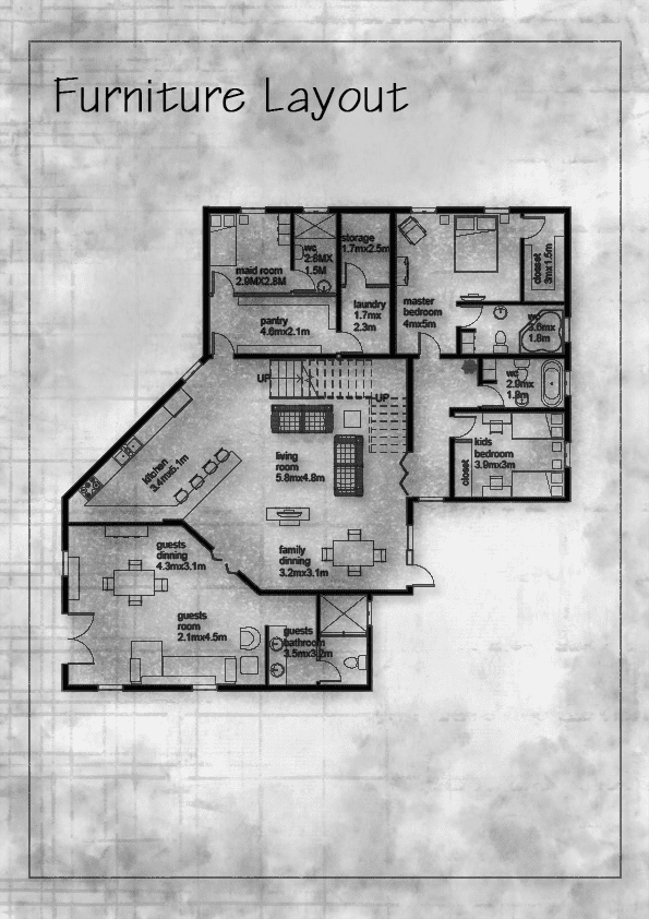 pencil rendering for a plan