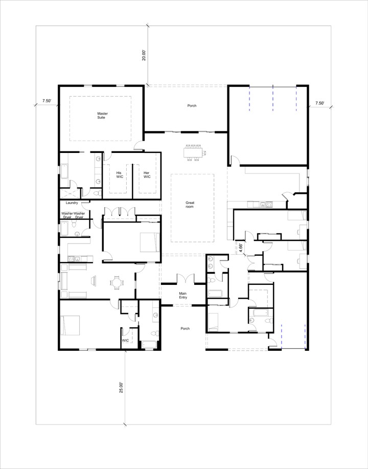 Coastal Cottage Multi Family Home Design Plan