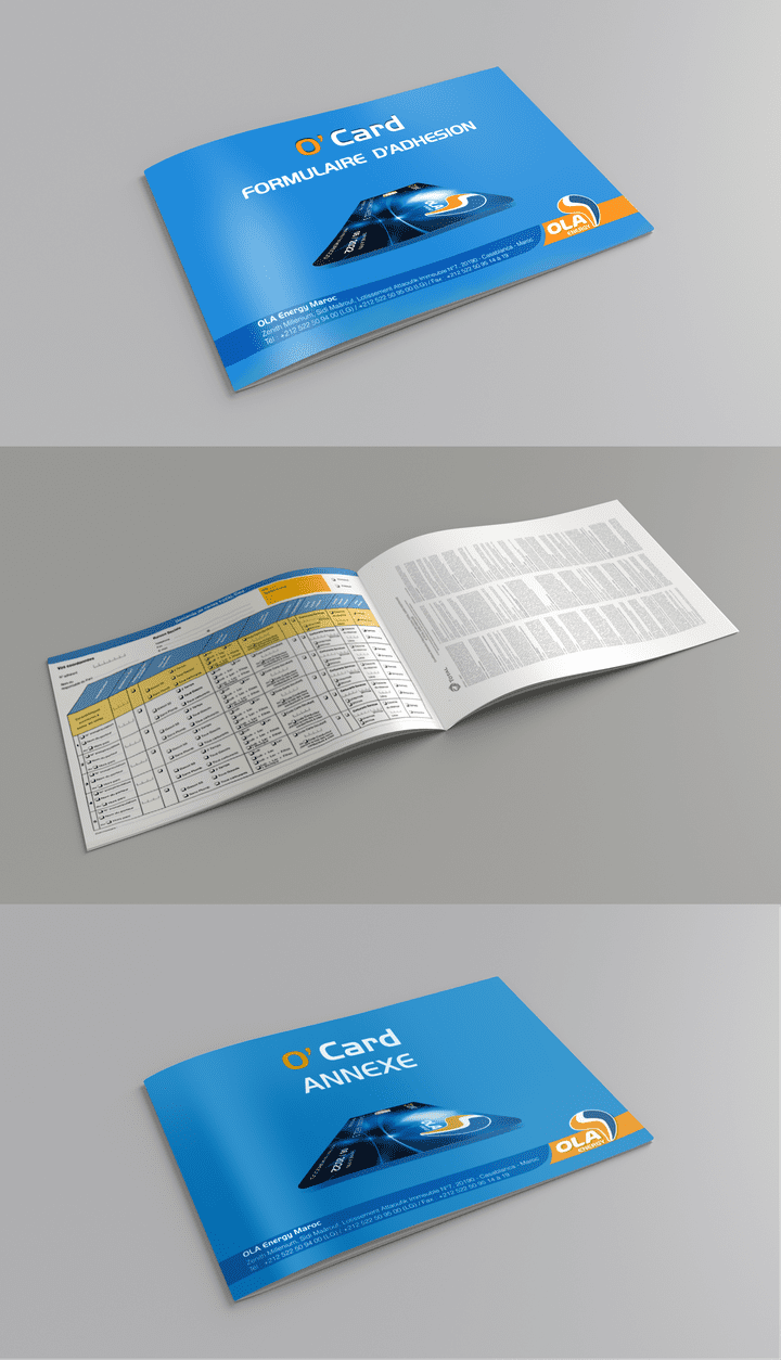 تصميم لكتيب O card لشركة البنزين المغربية "  Ola Energy"