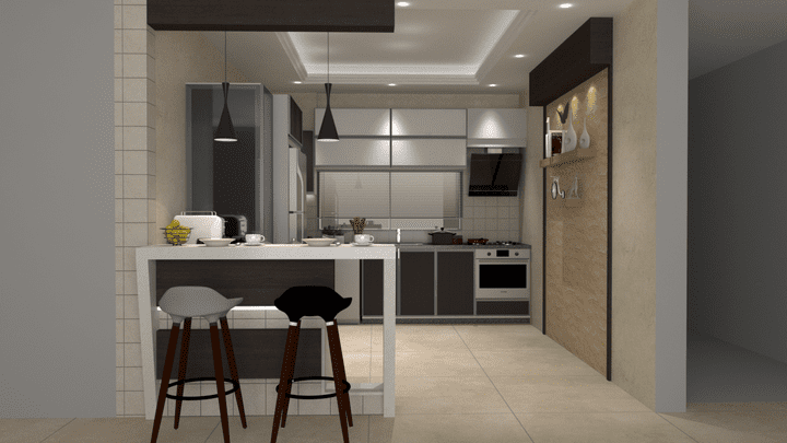 تصميم داخلي لمطبخ بشقة سكنية