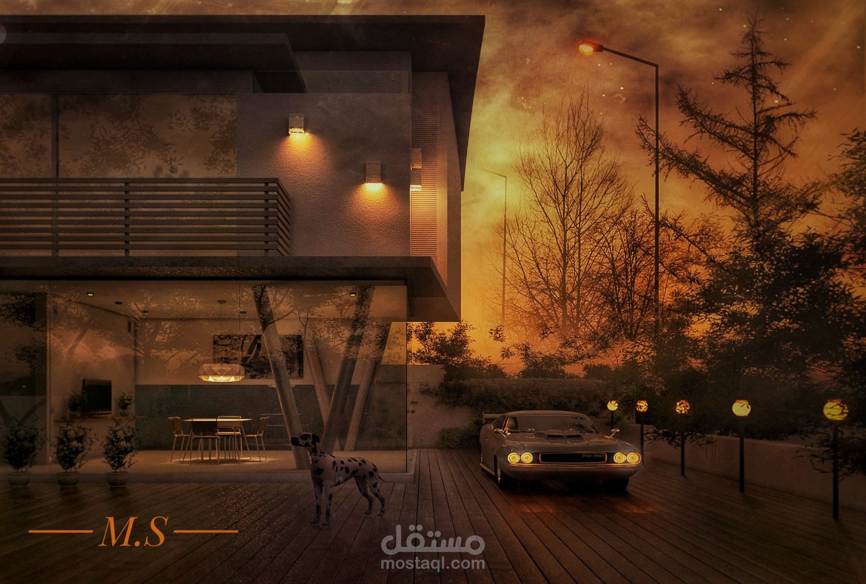 exterior design  nigh shot