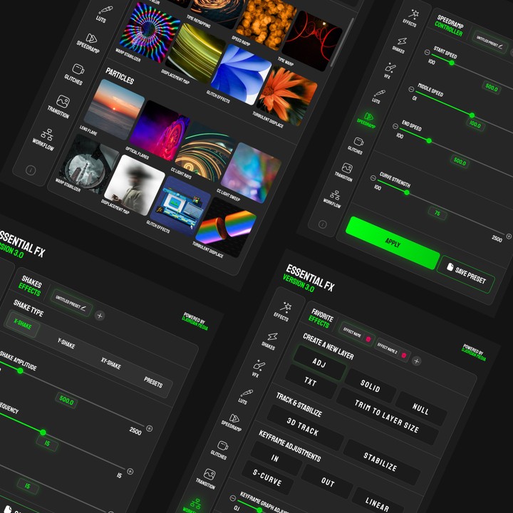 Essential FX V3 After effect Extension UI Design