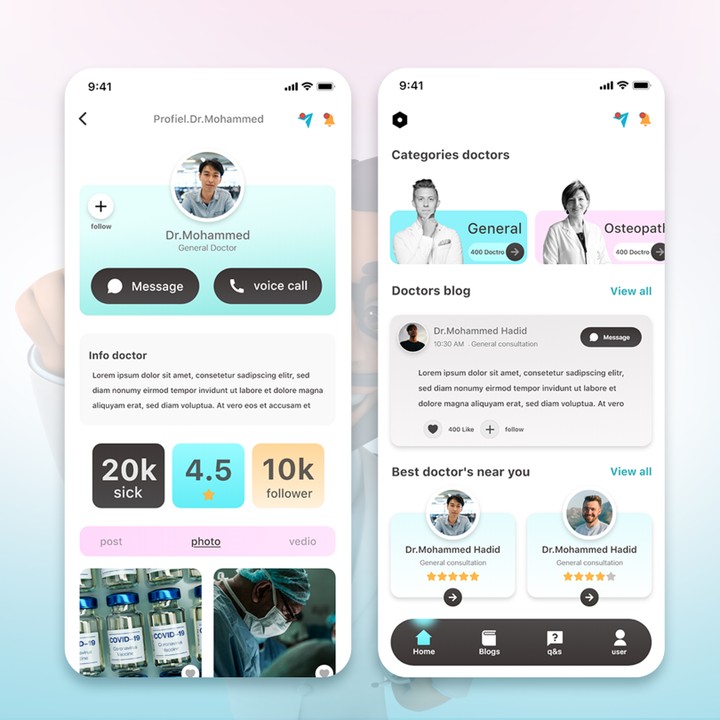 Ui design (medical application pages design).