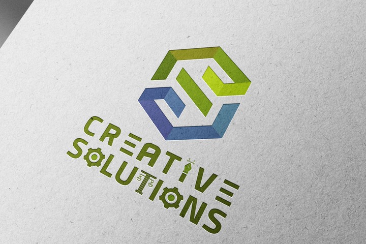 تصميم شعار بإسم الحلول الإبداعية.