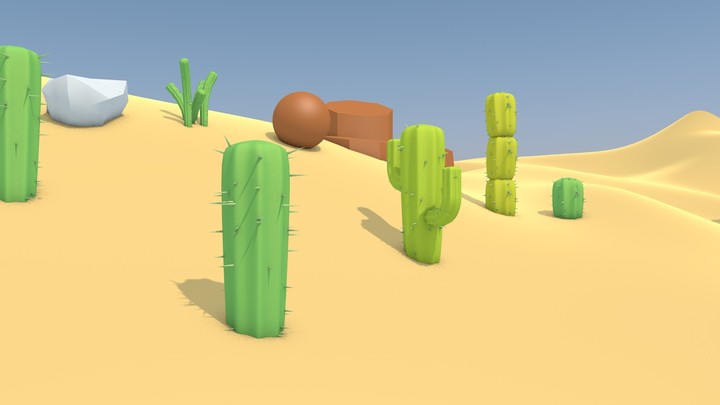 رسم مشهد كرتوني ثلاثي الأبعاد 3d لصحراء
