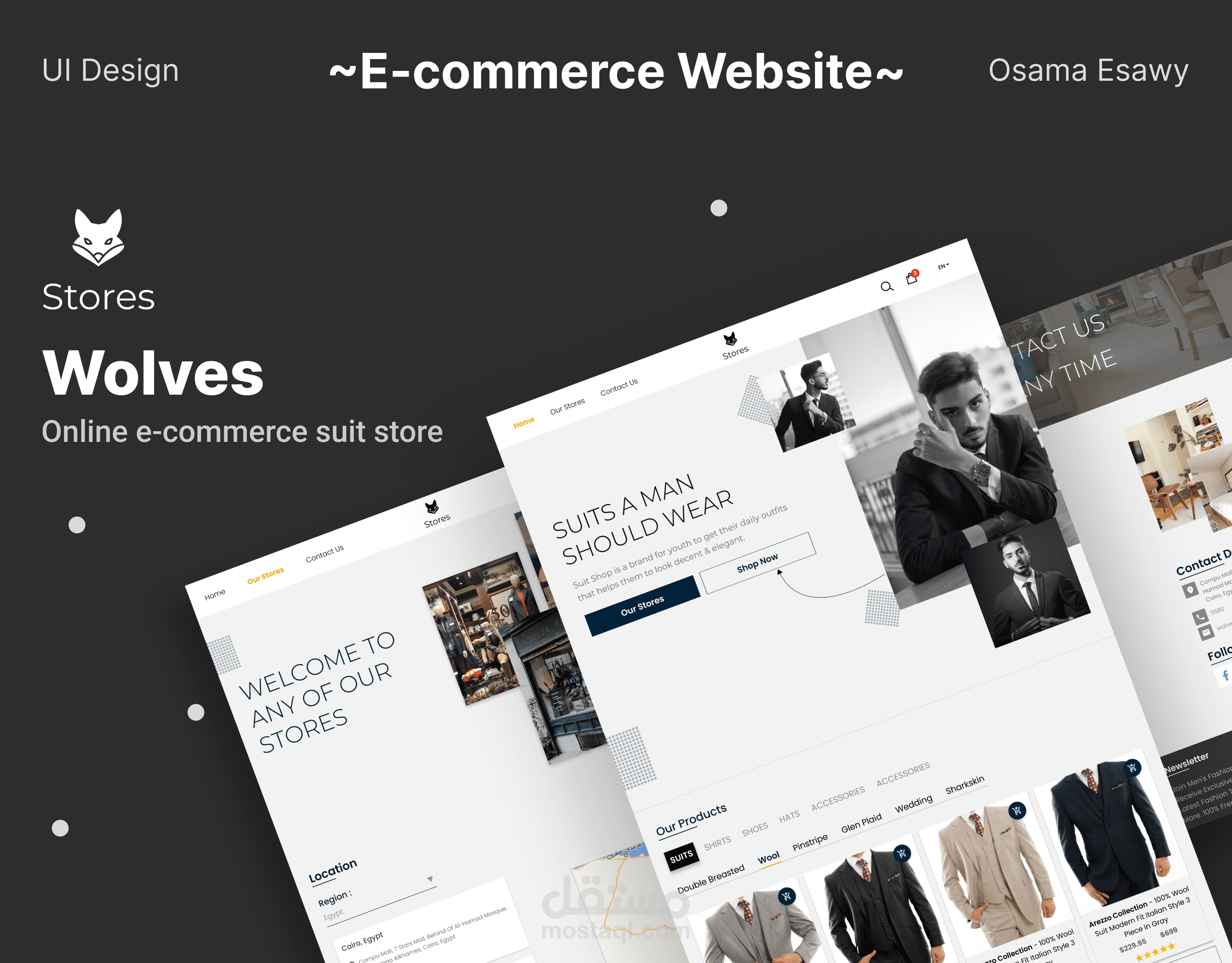 تصميم موقع للتجارة الإلكترونية لبيع بدلات رجالية | E-commerce Website