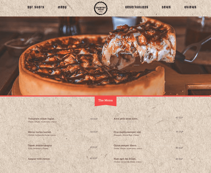 web Design food