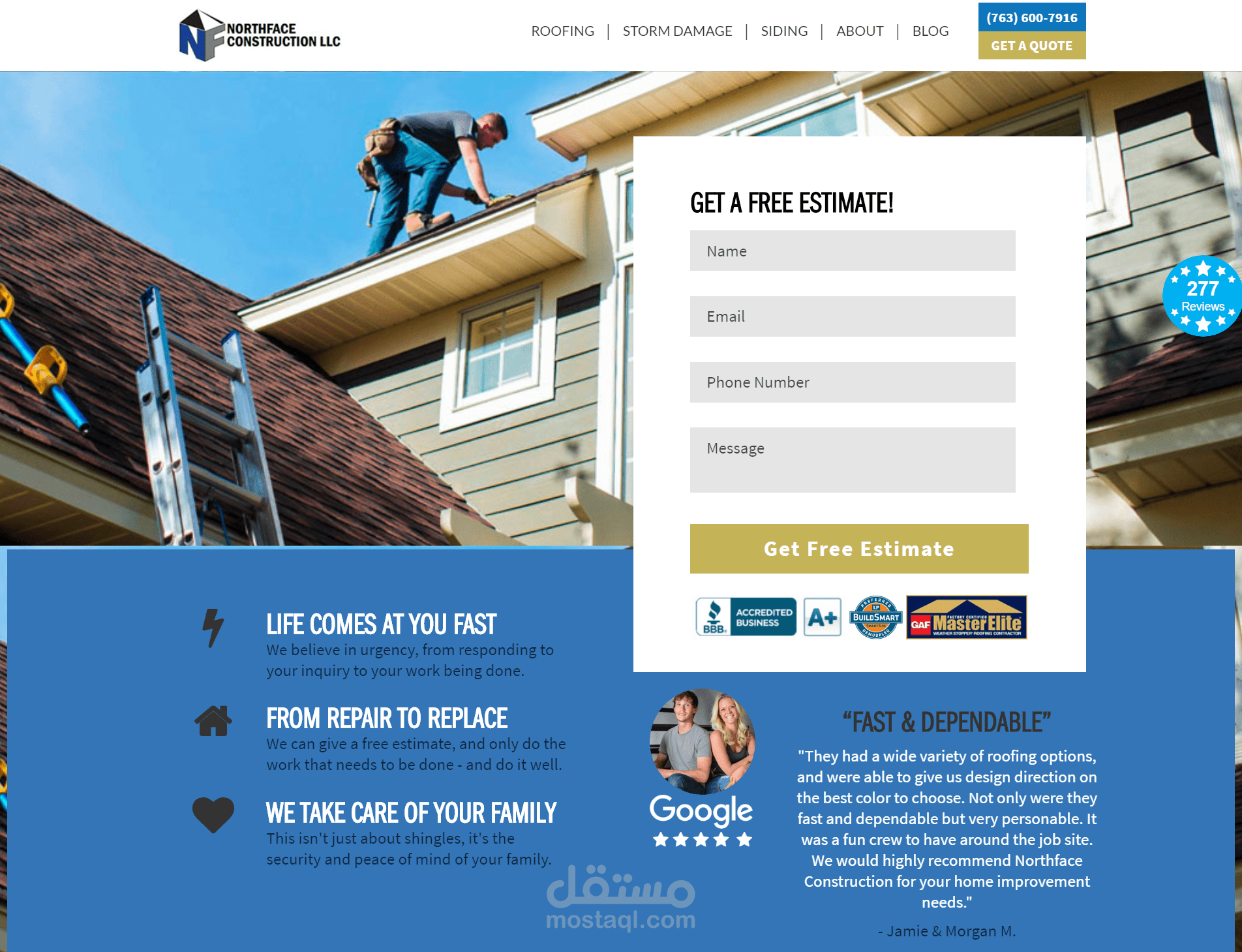 موقع شركة بناء اسقف  Roofing Website