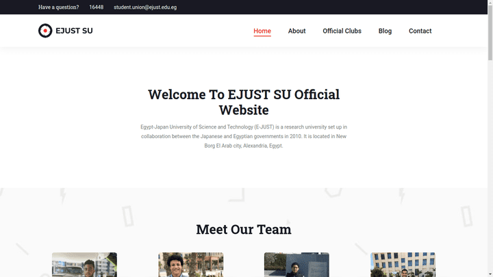 E-JUST Student Union Website | موقع إلكتروني