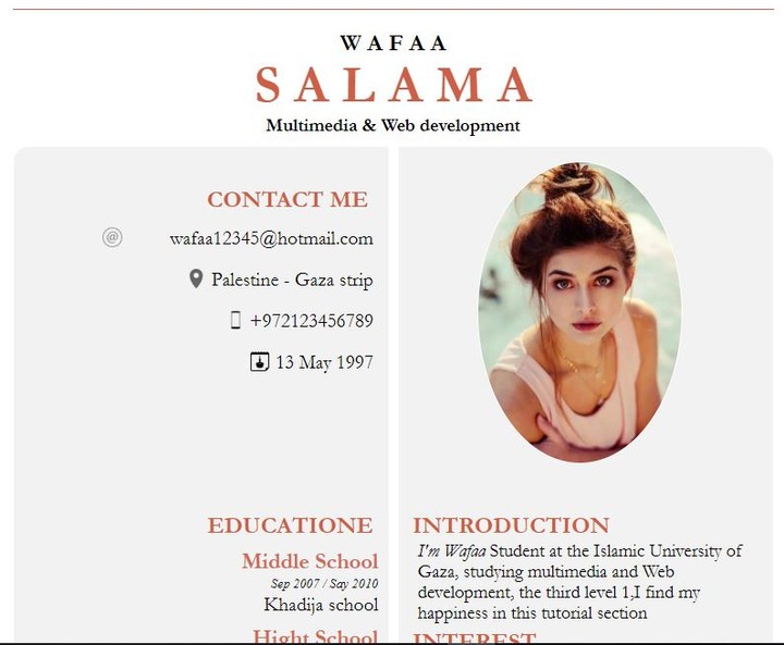 My CV in page web