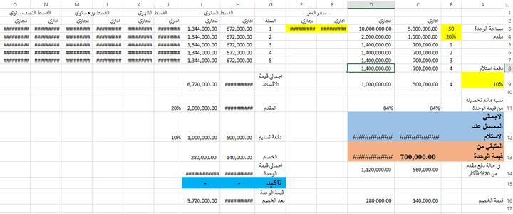 نموذج تقسيط وحدات سكنية