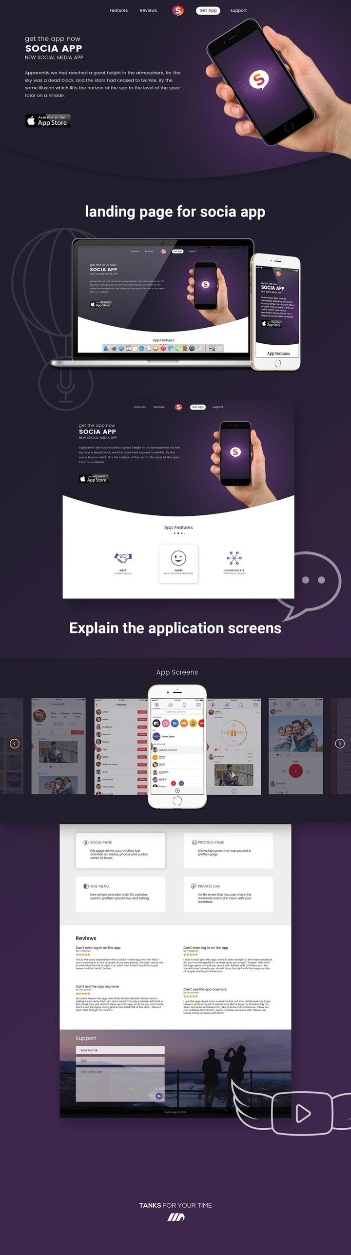 Landing Page for Socia App