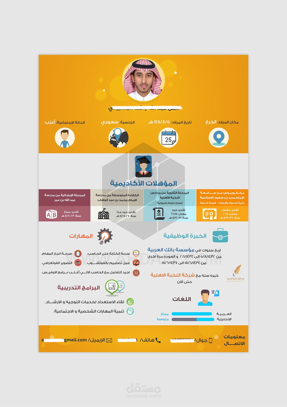 بعض الأعمال السابقة في تصميم السيرة الذاتية باسلوب الانفوجرافيك