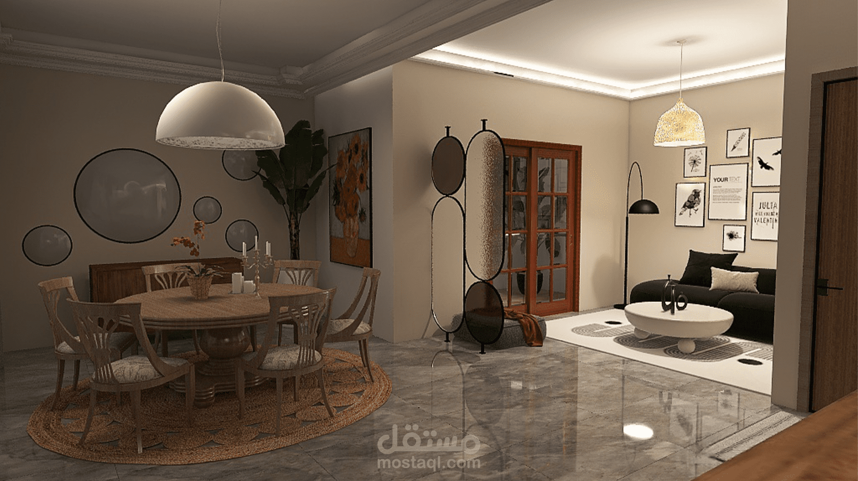 تصميم مودرن راقٍ لشقة سكنية