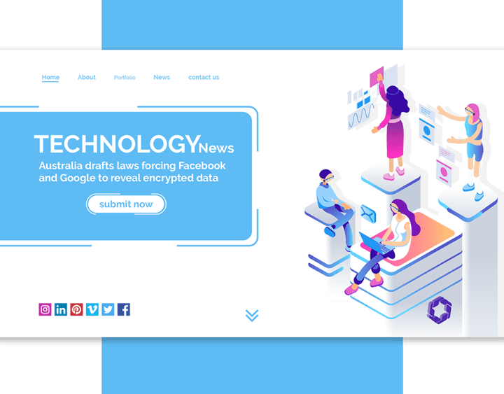 technology news header website design UI & UX