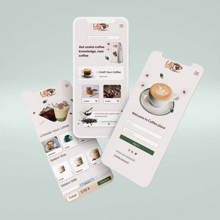 Coffee Place Mobile App UI/UX Design