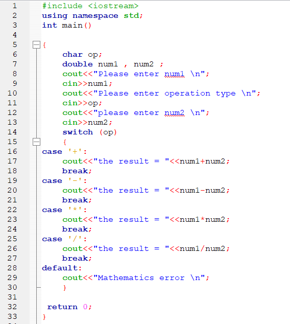 calculator with cpp programming language