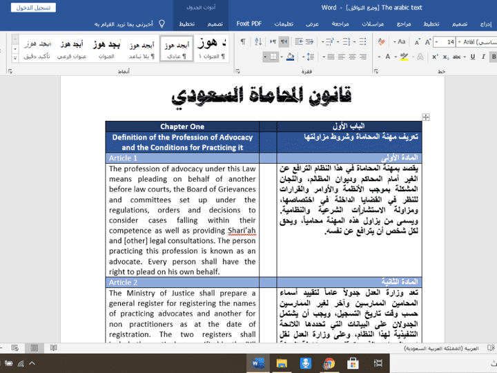 Articles of the Saudi Advocacy Law