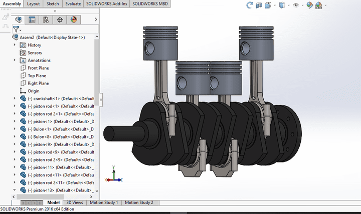 Crankshaft and piston animation