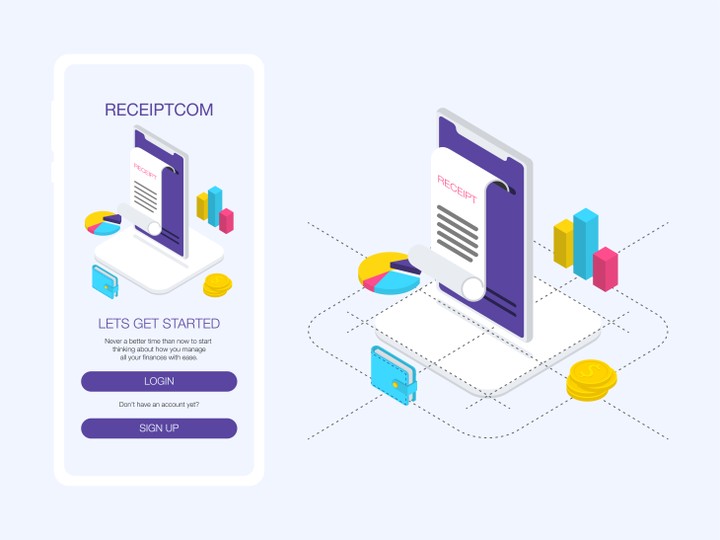 تصميم موبايل ابلكيشن لشركة Receiptcom App