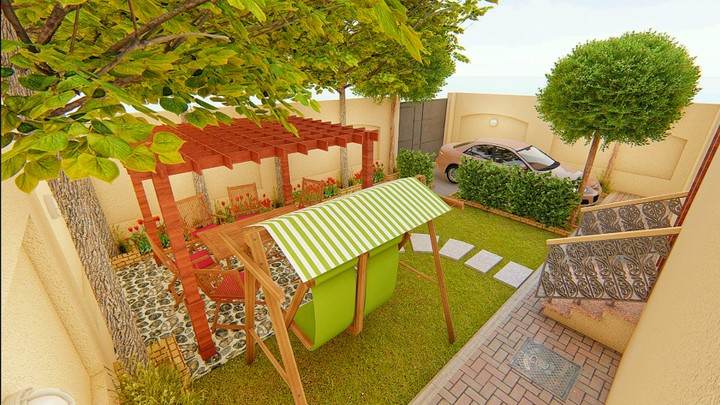 Small Backyard 2D and 3D design