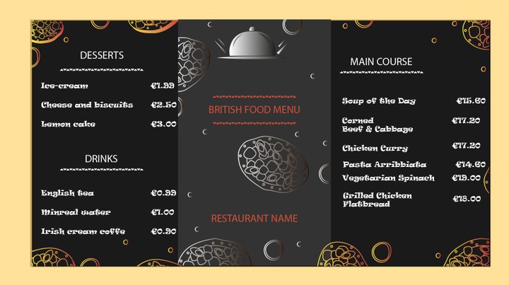 menu for restaurant,قائمة طعام ل مطعم أو كافيه أو فندق
