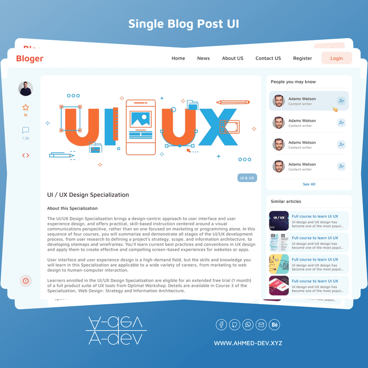 Single blog UI & code design