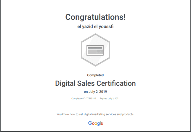 شهادة خبير معتمد من جوجل في المبيعات الرقمية