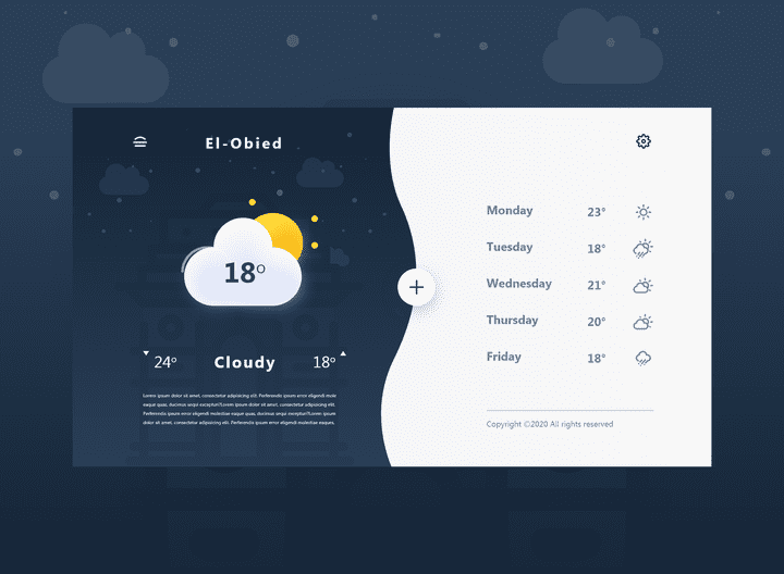 تصميم واجهة لعرض حالة الطقس