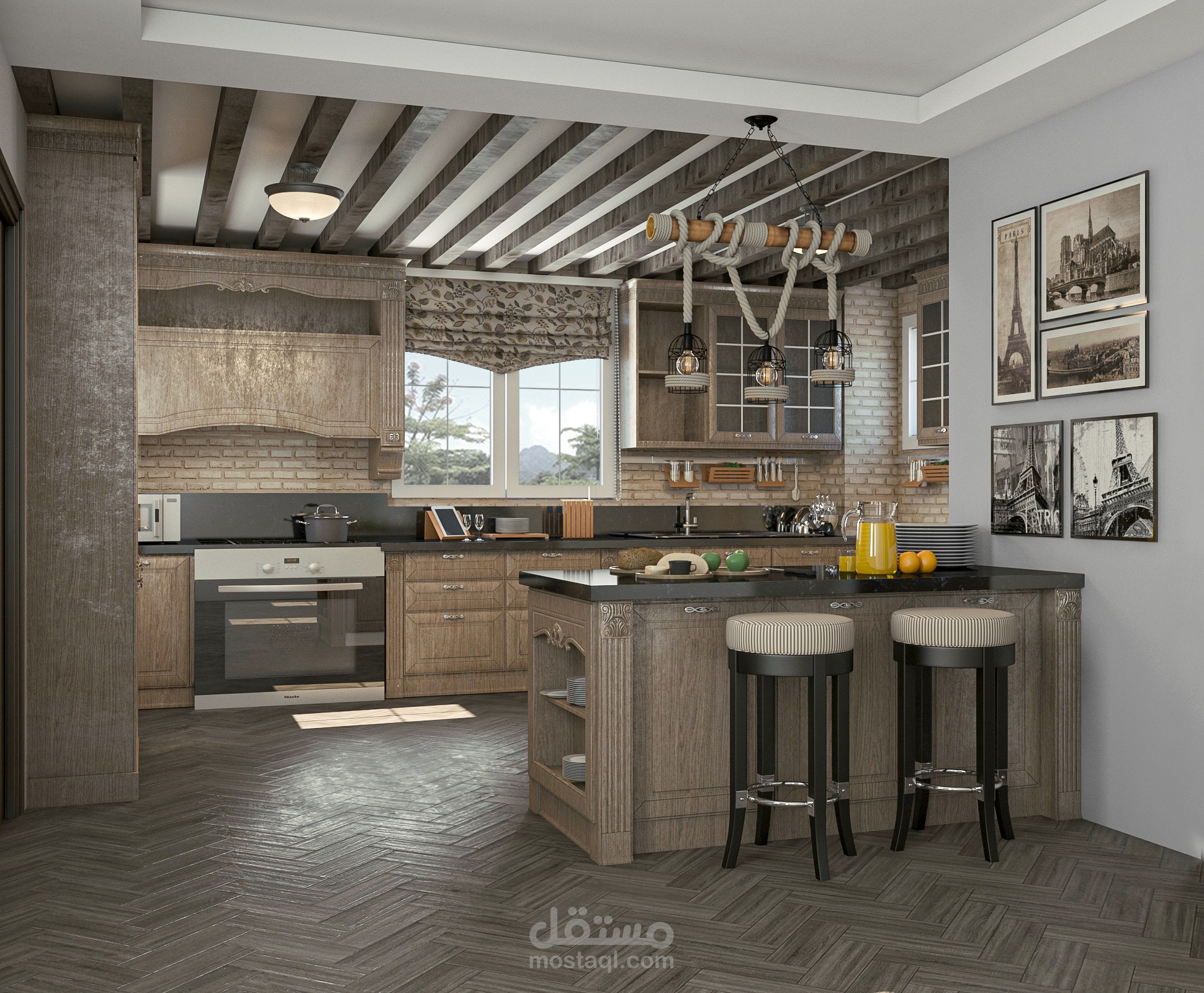 تصميم مطبخ عى الطراز الrustic