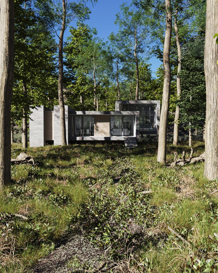 واجهة منزل في الغابة