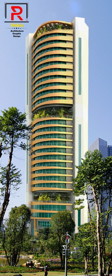 Administrative tower with  modern elevation