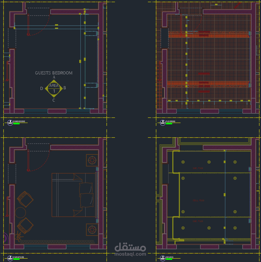 My Work in Interior shop drawing - Bed Room