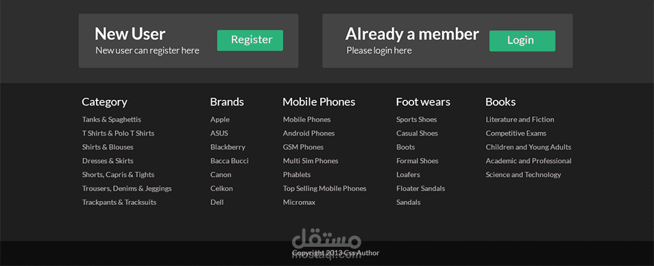 section  from web page by use  html ,css