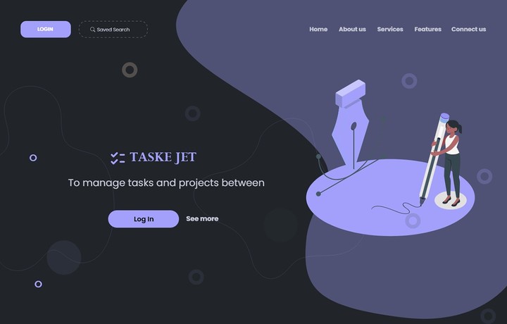 Landing page for a control panel