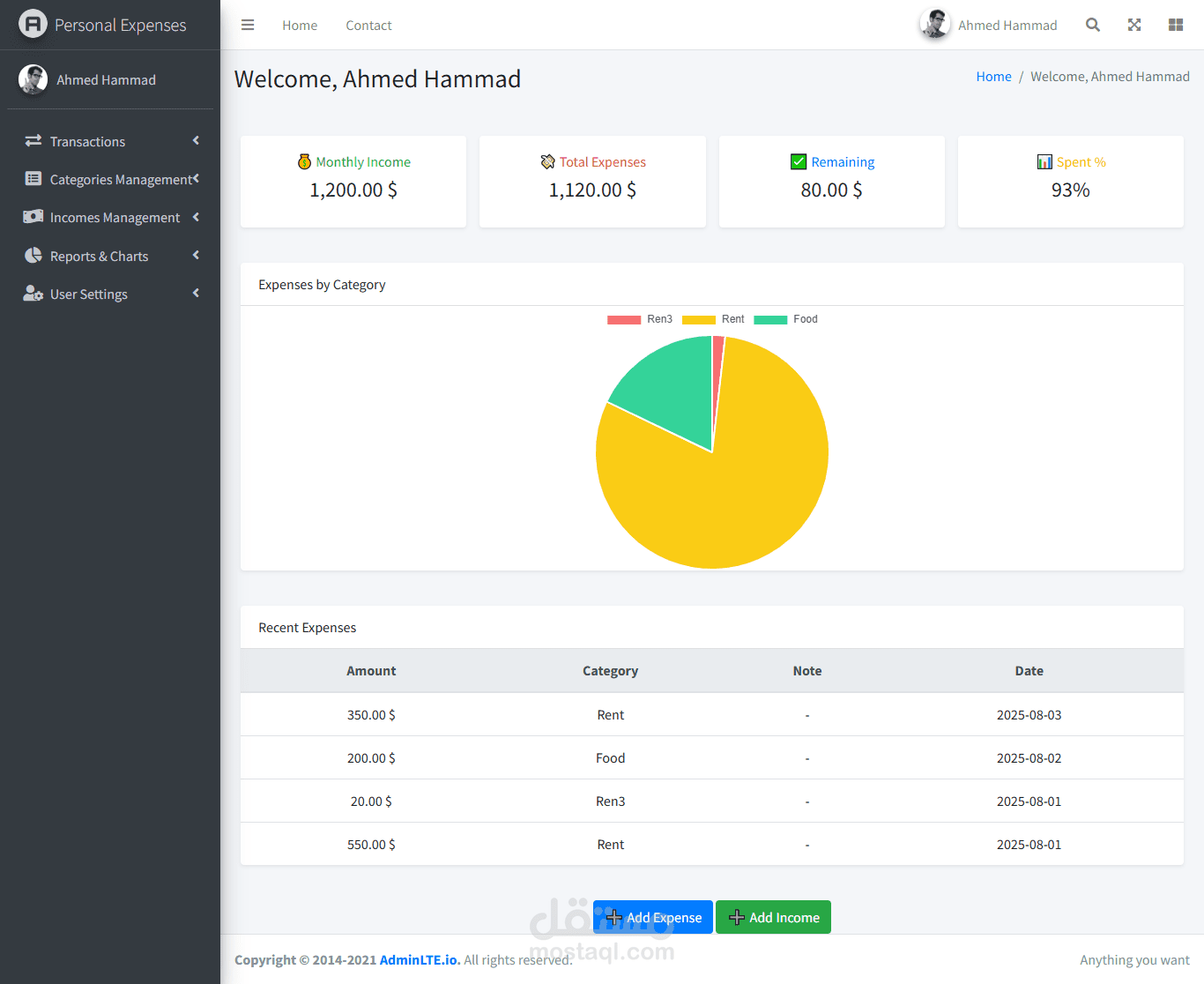 Personal Expenses Managment