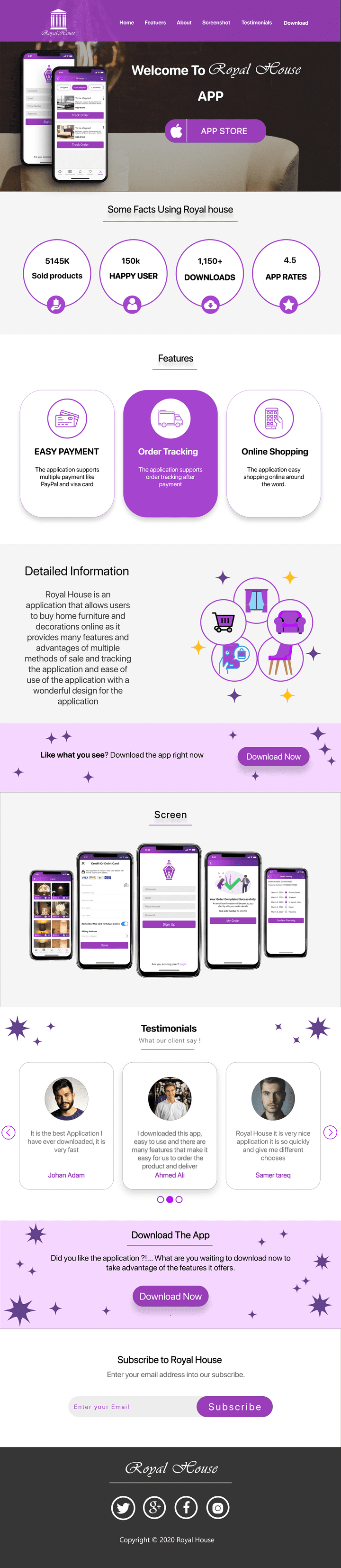 landing page for mobile App